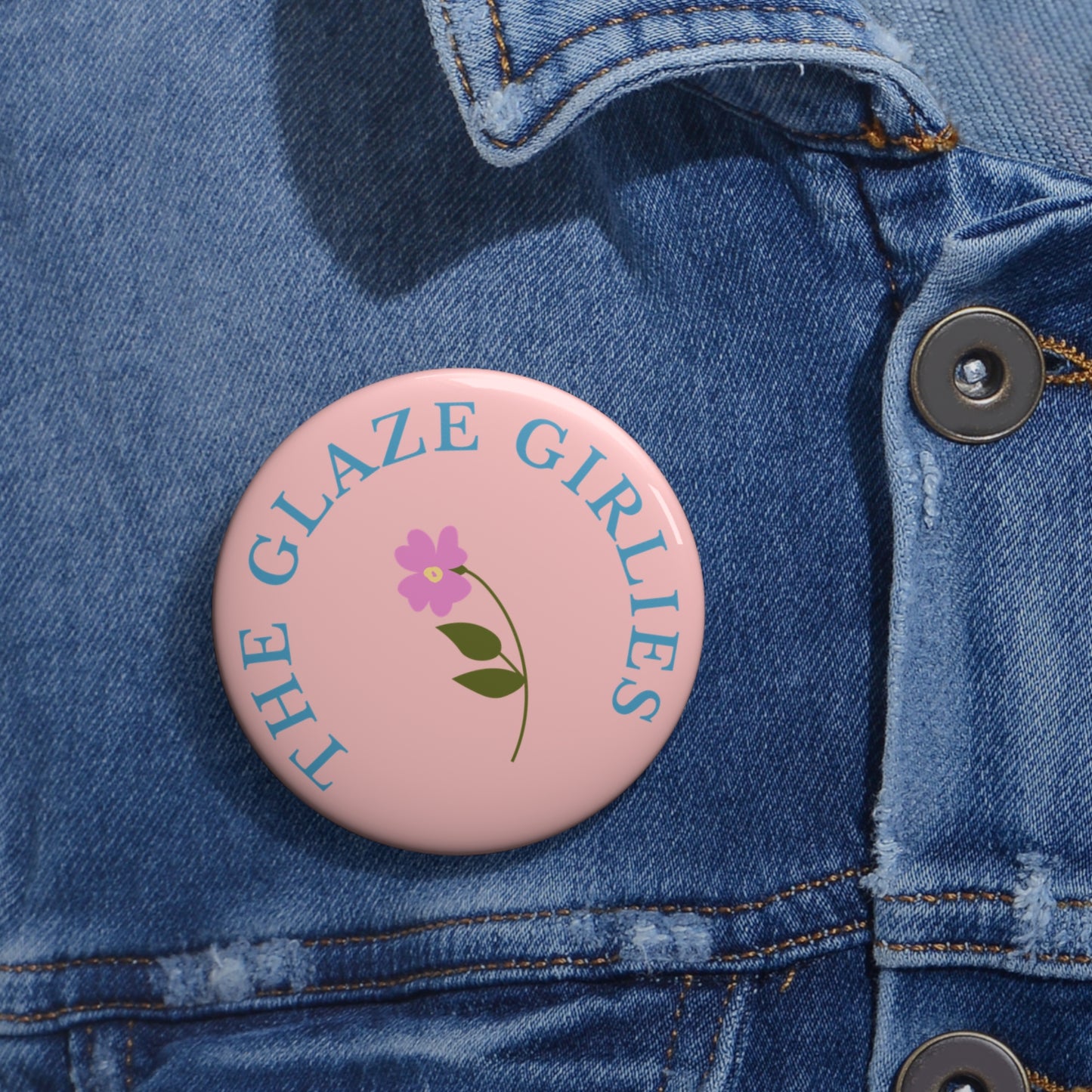 The Glaze Girlies Floral Logo Pink Button