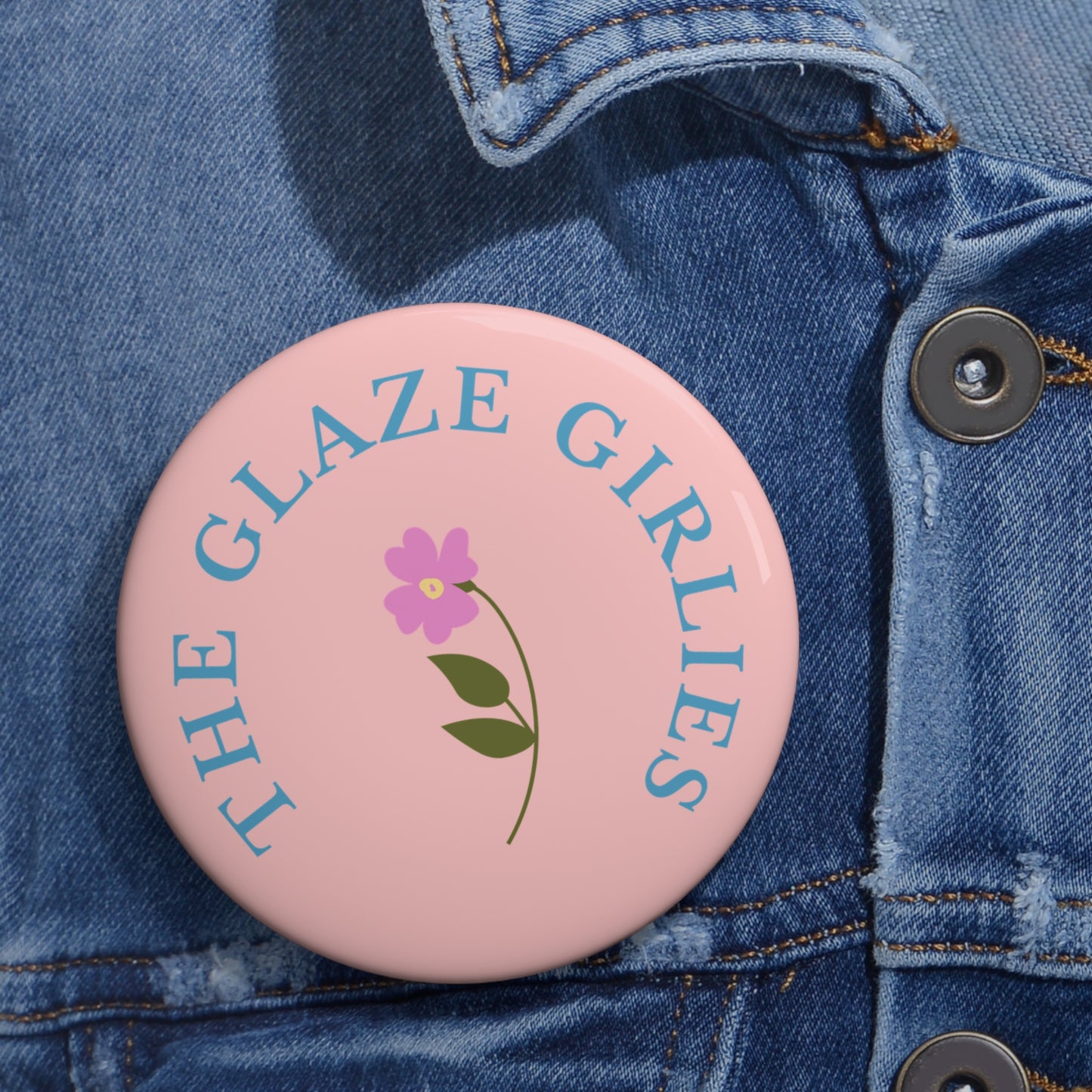 The Glaze Girlies Floral Logo Pink Button